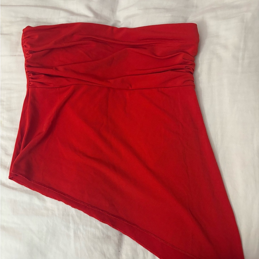 Urban Outfitters Red Asymmetrical Tube Top